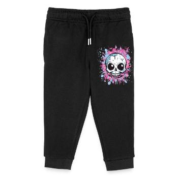 Neon Splatter Skull Art - Kids Organic Sweatpants by Stanley/Stella - black - Front