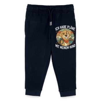 I have plans with my dog - Kids Organic Sweatpants by Stanley/Stella - navy - Front