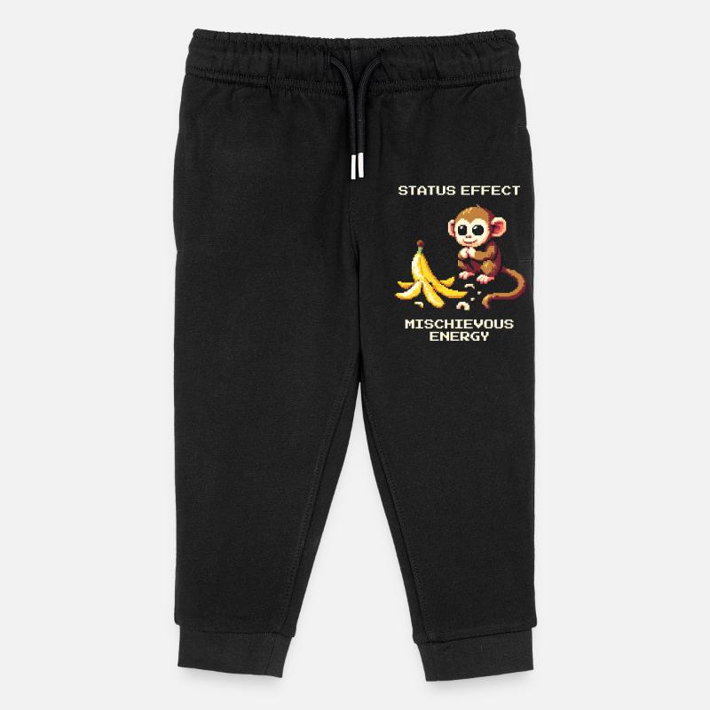 Effet de statut : Énergie espiègle | Blague de singe - Pantalon de jogging enfant bio Stanley/Stella - noir