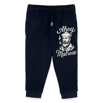 Ahoy Sailor Retro Nautical - Kids Organic Sweatpants by Stanley/Stella - navy - Front