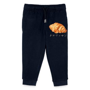 Cute Croissant Japanese Text Design - Kids Organic Sweatpants by Stanley/Stella - navy - Front