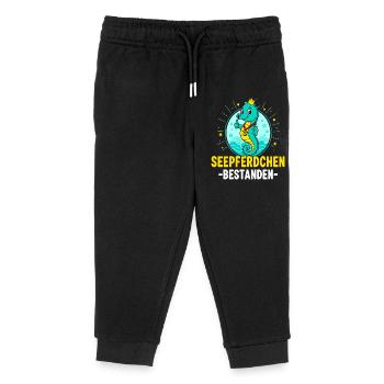 Seahorse passed swimming course child - Kids Organic Sweatpants by Stanley/Stella - black - Front