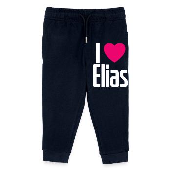 I Love Elias Pink Heart I Love Elias - Kids Organic Sweatpants by Stanley/Stella - navy - Front