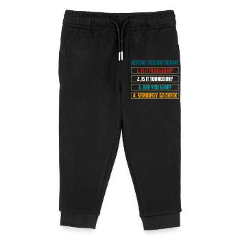Before You Bother Me Tech Checks - Kids Organic Sweatpants by Stanley/Stella - black - Front