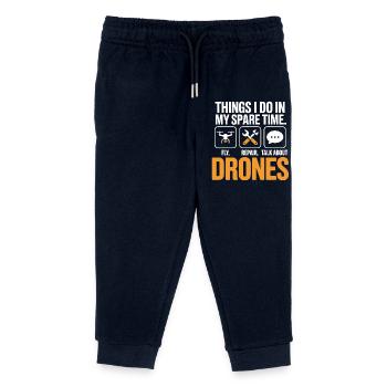 Drones : Discussion sur la réparation de mouches pendant le temps libre - Pantalon de jogging enfant bio Stanley/Stella - marine - Devant