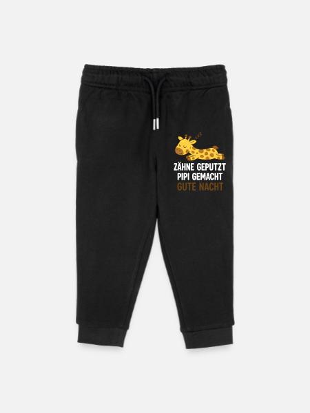 Sleeping Giraffe Good Night - Kids Organic Sweatpants by Stanley/Stella - black
