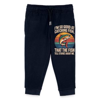 Pêcheur qui se vante : Les poissons racontent des histoires - Pantalon de jogging enfant bio Stanley/Stella - marine - Devant
