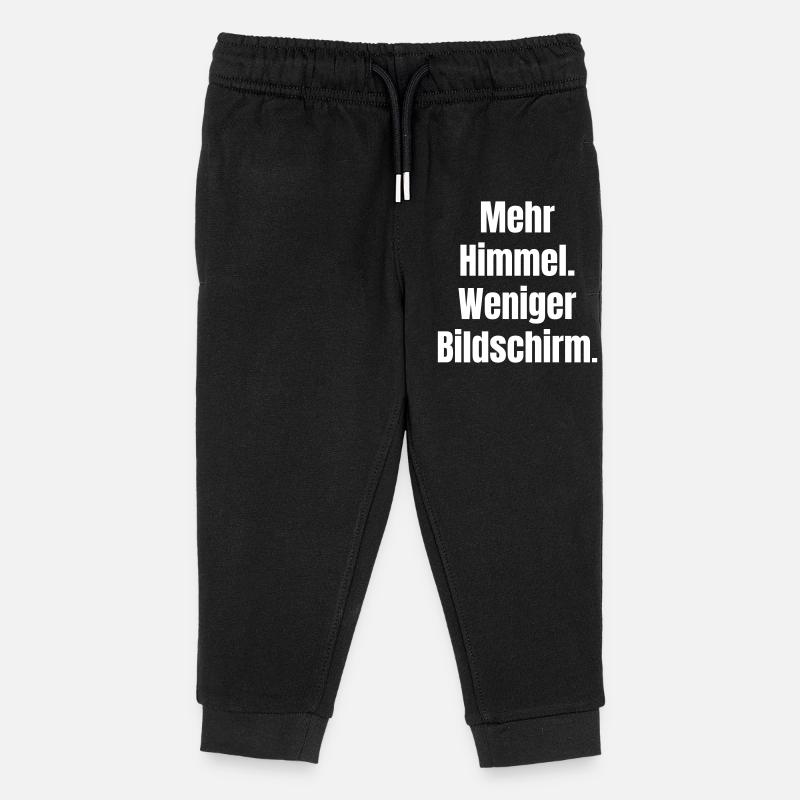 Mehr Himmel Weniger Bildschirm - Kinder Organic Jogginghose Mini Mover von Stanley/Stella - Schwarz