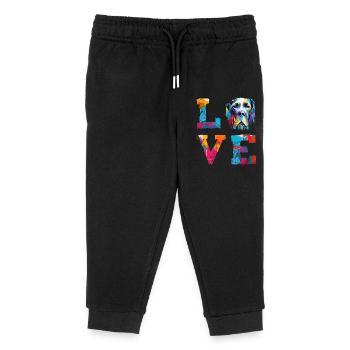 Deutsche Dogge liebt bunte, abstrakte Farbspritzer - Kinder Organic Jogginghose Mini Mover von Stanley/Stella - Schwarz - Vorne