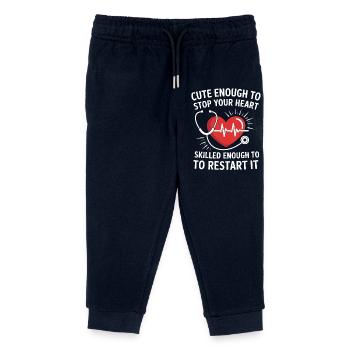 Heart restart motif with stethoscope - Kids Organic Sweatpants by Stanley/Stella - navy - Front