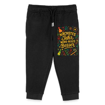 Silvester Feuerwerk Konfetti Glück Neues Jahr - Kinder Organic Jogginghose Mini Mover von Stanley/Stella - Schwarz - Vorne