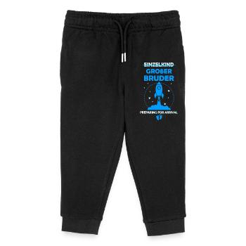 Einzelkind Großer Bruder 2026  - Kinder Organic Jogginghose Mini Mover von Stanley/Stella - Schwarz - Vorne