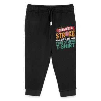 Survives Stroke Shirt - Kids Organic Sweatpants by Stanley/Stella - black - Front