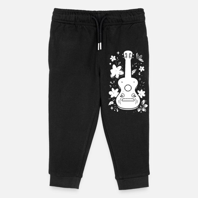 Graphismes Ukulélé - Pantalon de jogging enfant bio Stanley/Stella - noir