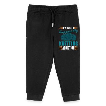 Je travaille pour soutenir ma dépendance au tricot Funny Yarn - Pantalon de jogging enfant bio Stanley/Stella - noir - Devant