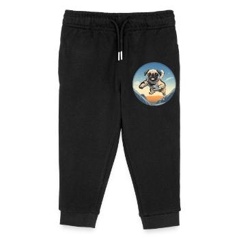 Pug Sprung über Berglandschaft - Kinder Organic Jogginghose Mini Mover von Stanley/Stella - Schwarz - Vorne