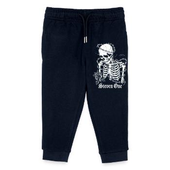 Skelett mit Kette und Blume - Kinder Organic Jogginghose Mini Mover von Stanley/Stella - Navy - Vorne