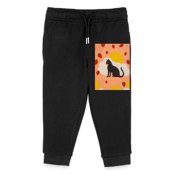 Silhouette einer Wolkenkatze in der Erdbeersonne - Kinder Organic Jogginghose Mini Mover von Stanley/Stella - Schwarz - Vorne