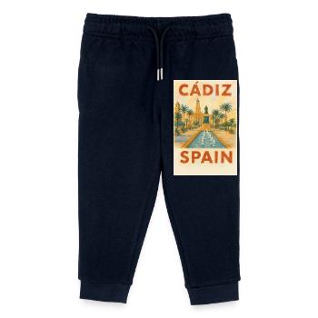 Cádiz Spanien – Aquarell Reiseposter Plaza - Kinder Organic Jogginghose Mini Mover von Stanley/Stella - Navy - Vorne