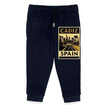 Cádiz Spain – Retro Travel Poster in Black and Gold - Kids Organic Sweatpants by Stanley/Stella - navy - Front