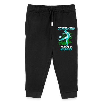 Schulkind 2026 Fußball - Kinder Organic Jogginghose Mini Mover von Stanley/Stella - Schwarz - Vorne