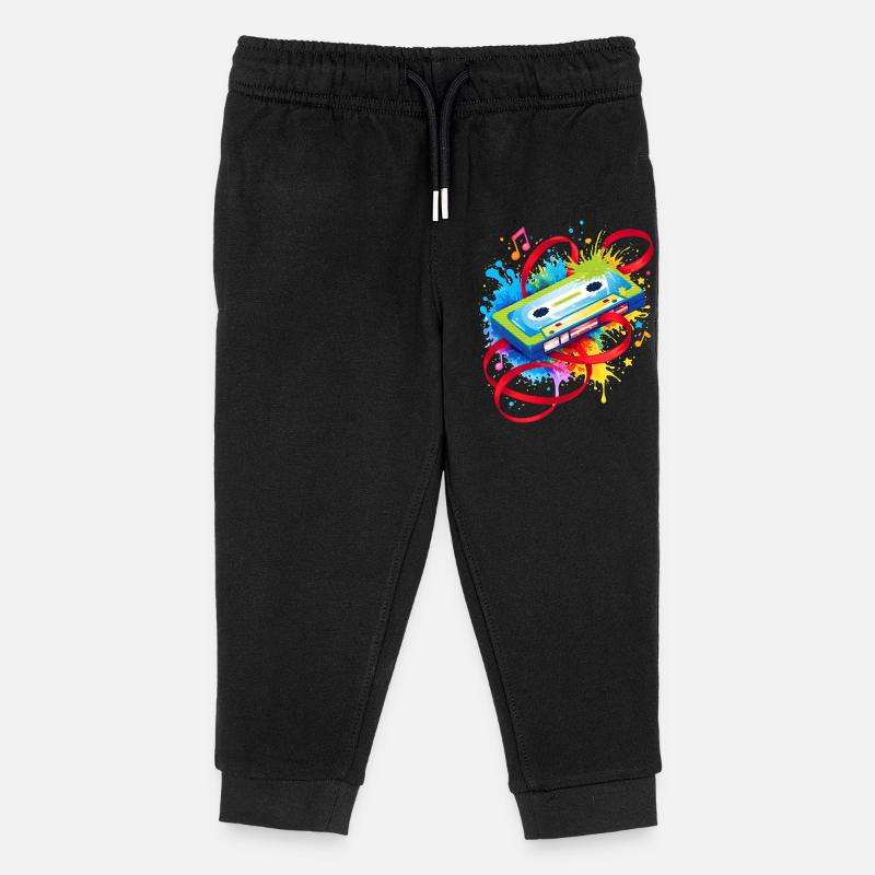 Cassette musicale colorée – graffiti rétro - Pantalon de jogging enfant bio Stanley/Stella - noir