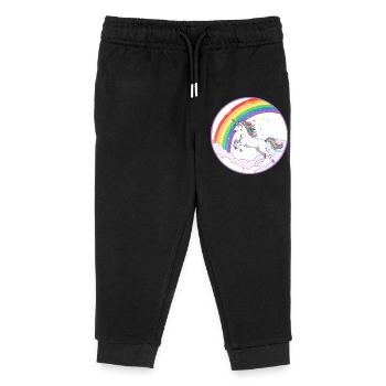 Regenbogen Einhorn über Wolken Herzchen Motiv - Kinder Organic Jogginghose Mini Mover von Stanley/Stella - Schwarz - Vorne