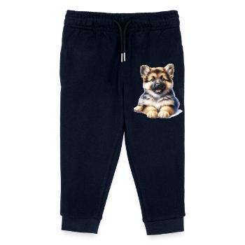 Illustration de chiot câlin - Pantalon de jogging enfant bio Stanley/Stella - marine - Devant