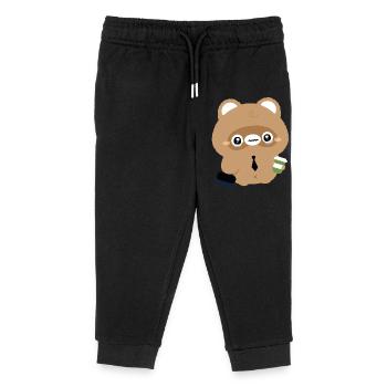 Müder Biber - Kinder Organic Jogginghose Mini Mover von Stanley/Stella - Schwarz - Vorne