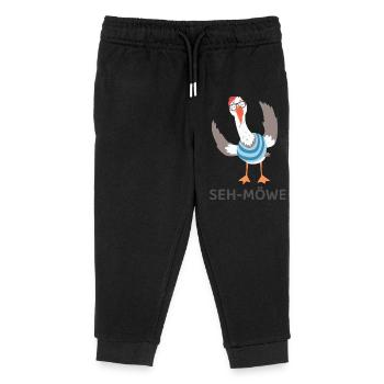 SEH-MÖWE – Dessin animé Mouette Drôle aux Lunettes - Pantalon de jogging enfant bio Stanley/Stella - noir - Devant