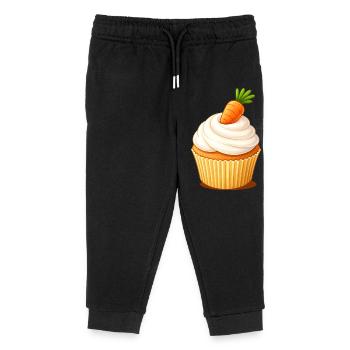 Carrot Cake Cupcake Illustration  - Kinder Organic Jogginghose Mini Mover von Stanley/Stella - Schwarz - Vorne