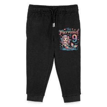 Mermaid 9th Birthday 9 Years - Kids Organic Sweatpants by Stanley/Stella - black - Front