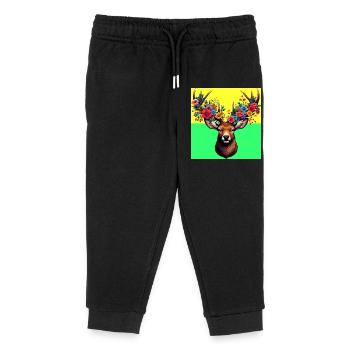 Hirsch - Kinder Organic Jogginghose Mini Mover von Stanley/Stella - Schwarz - Vorne