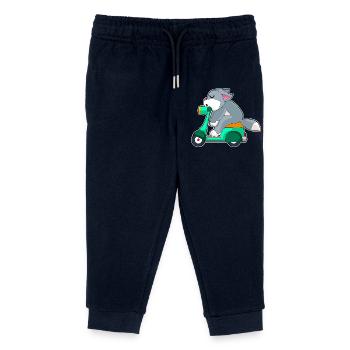 Katze Motorroller - Kinder Organic Jogginghose Mini Mover von Stanley/Stella - Navy - Vorne