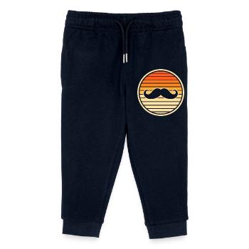 Retro Trendy Mustache Sunset Hipster - Kids Organic Sweatpants by Stanley/Stella - navy - Front