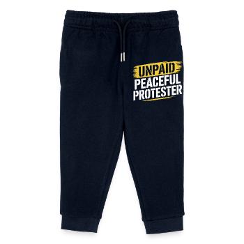 Unpaid Peaceful Protester Demo Slogan Activist - Kids Organic Sweatpants by Stanley/Stella - navy - Front