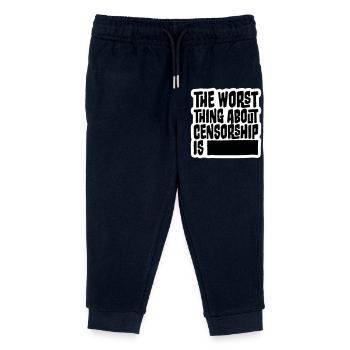 The Worst Thing About Censorship Is Lustig Ironie - Kinder Organic Jogginghose Mini Mover von Stanley/Stella - Navy - Vorne