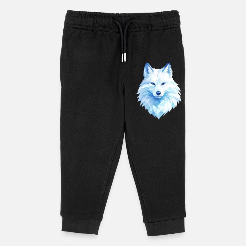 Polygon Wolf Eis Blau– Modern Art - Kinder Organic Jogginghose Mini Mover von Stanley/Stella - Schwarz