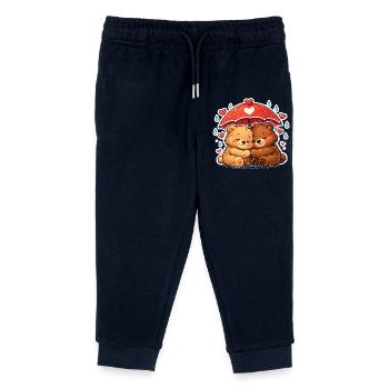 Kuschelbären unter rotem Regenschirm - Kinder Organic Jogginghose Mini Mover von Stanley/Stella - Navy - Vorne