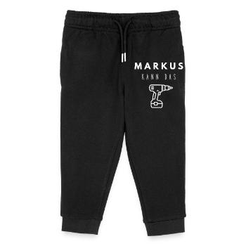 Markus Name Handwerker Werkzeug Akkuschrauber - Kinder Organic Jogginghose Mini Mover von Stanley/Stella - Schwarz - Vorne