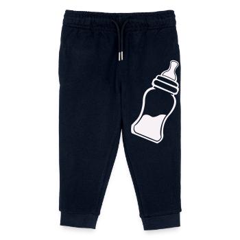 Minimalistische Babyflasche Linienkunst - Kinder Organic Jogginghose Mini Mover von Stanley/Stella - Navy - Vorne