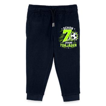 Schon 7 Jahre Torjäger – Fußball Geburtstag - Kinder Organic Jogginghose Mini Mover von Stanley/Stella - Navy - Vorne