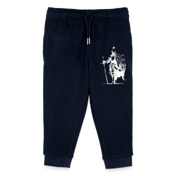 Ritter-Silhouette mit Banner und Schwert - Kinder Organic Jogginghose Mini Mover von Stanley/Stella - Navy - Vorne