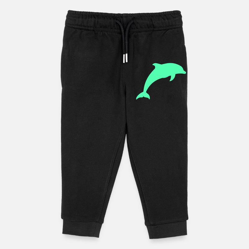 Silhouette de dauphin lumineux - Pantalon de jogging enfant bio Stanley/Stella - noir