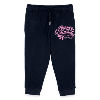 Birthday Bliss in Pink Script - Kids Organic Sweatpants by Stanley/Stella - navy - Front