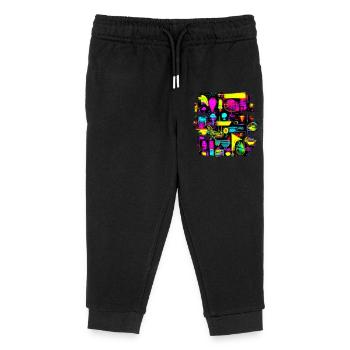 Neon Creative Cyberglow Modern Style - Kids Organic Sweatpants by Stanley/Stella - black - Front