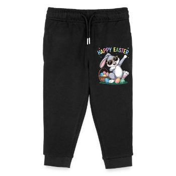 Happy Easter Hase | Osternhase | Ostern - Kinder Organic Jogginghose Mini Mover von Stanley/Stella - Schwarz - Vorne