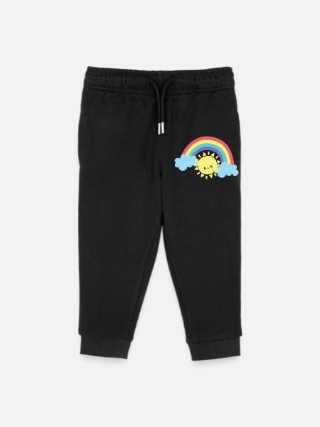 Sunny Rainbow Smile Doodle - Kinder Organic Jogginghose Mini Mover von Stanley/Stella - Schwarz