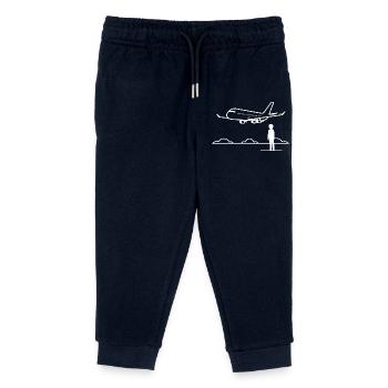 Plane Spotter - Kinder Organic Jogginghose Mini Mover von Stanley/Stella - Navy - Vorne