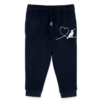 Australian Shepherd Hund mit Herz Silhouette - Kinder Organic Jogginghose Mini Mover von Stanley/Stella - Navy - Vorne